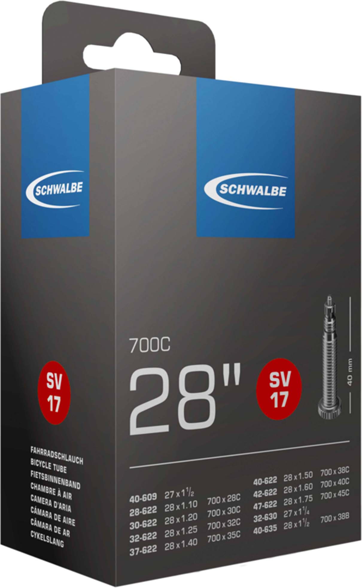 Schwalbe Putki nro 17 SV 28" 1/8-1,75 40 mm 28/47-622/635