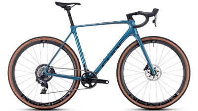Cube Cross Race C:68X SLT maantiepyörä hohtavan sinisenä.