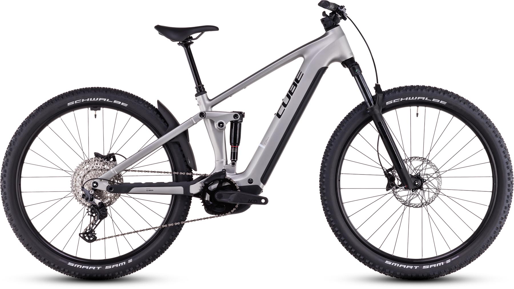 Cube Stereo Hybrid ONE22 Race 800 silver n black 2025 - Sähköpyörä Täysjousitetut Maastopyörä