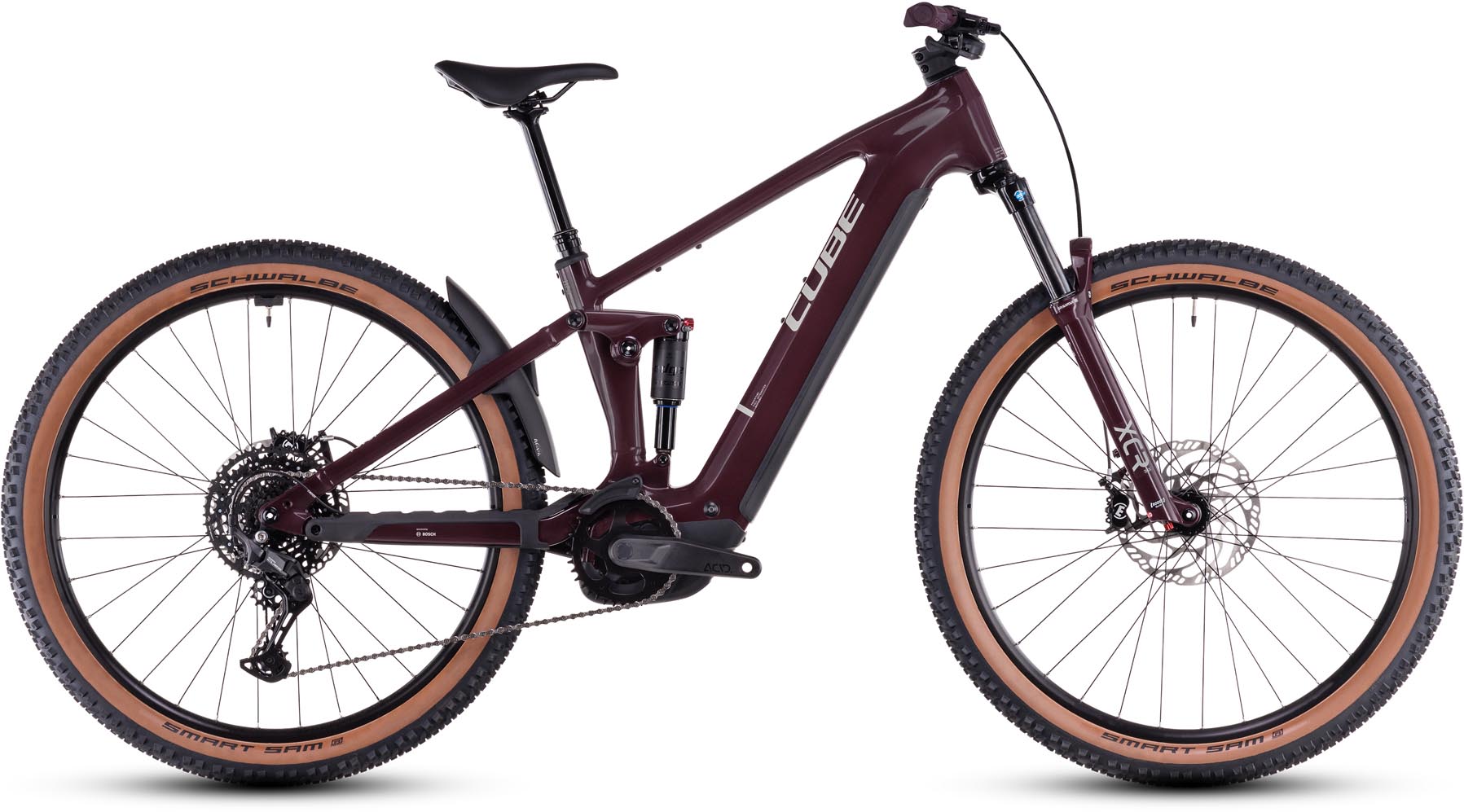 Cube Stereo Hybrid ONE22 Pro 800 amarone n grey 2025 - Sähköpyörä Täysjousitetut Maastopyörä