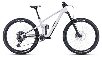Cube Stereo ONE55 C:62 Race Fully maastopyörä valkoisena.