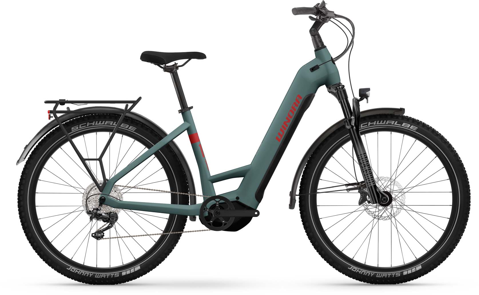 Winora Yucatan X12 metallic stone blue matte 2023 - Sähköpyörä Trekking Pyörä Matala pääsy - Maalipinnan vaurioituminen - 38 cm