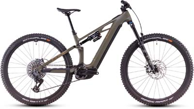 Esillä on ruskea Cube Stereo Hybrid ONE44 HPC SLX -ähköpyörä.