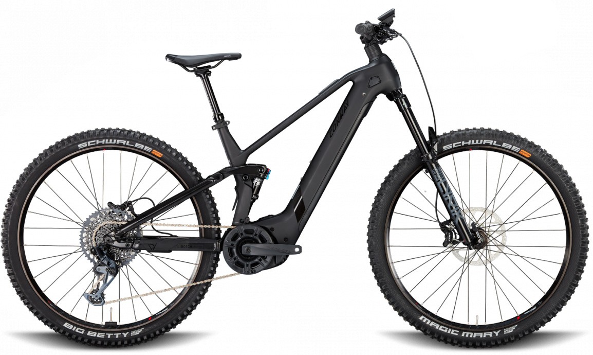 Conway Xyron S 7.9 750Wh carbon raw matt / black metallic 2023 - Sähköpyörä Täysjousitetut Maastopyörä