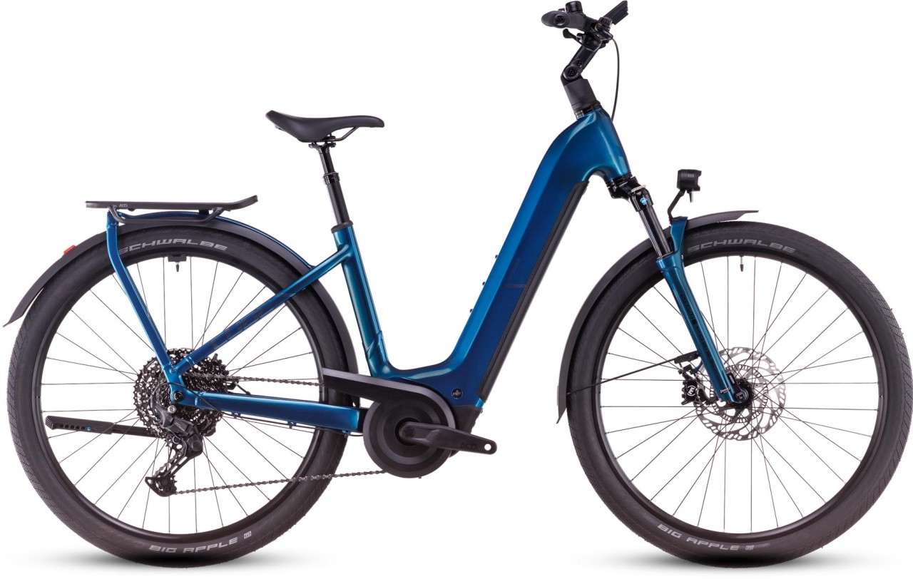 Cube Kathmandu Hybrid EX electricblue n chrome - Sähköpyörä Trekking Pyörä Matala pääsy