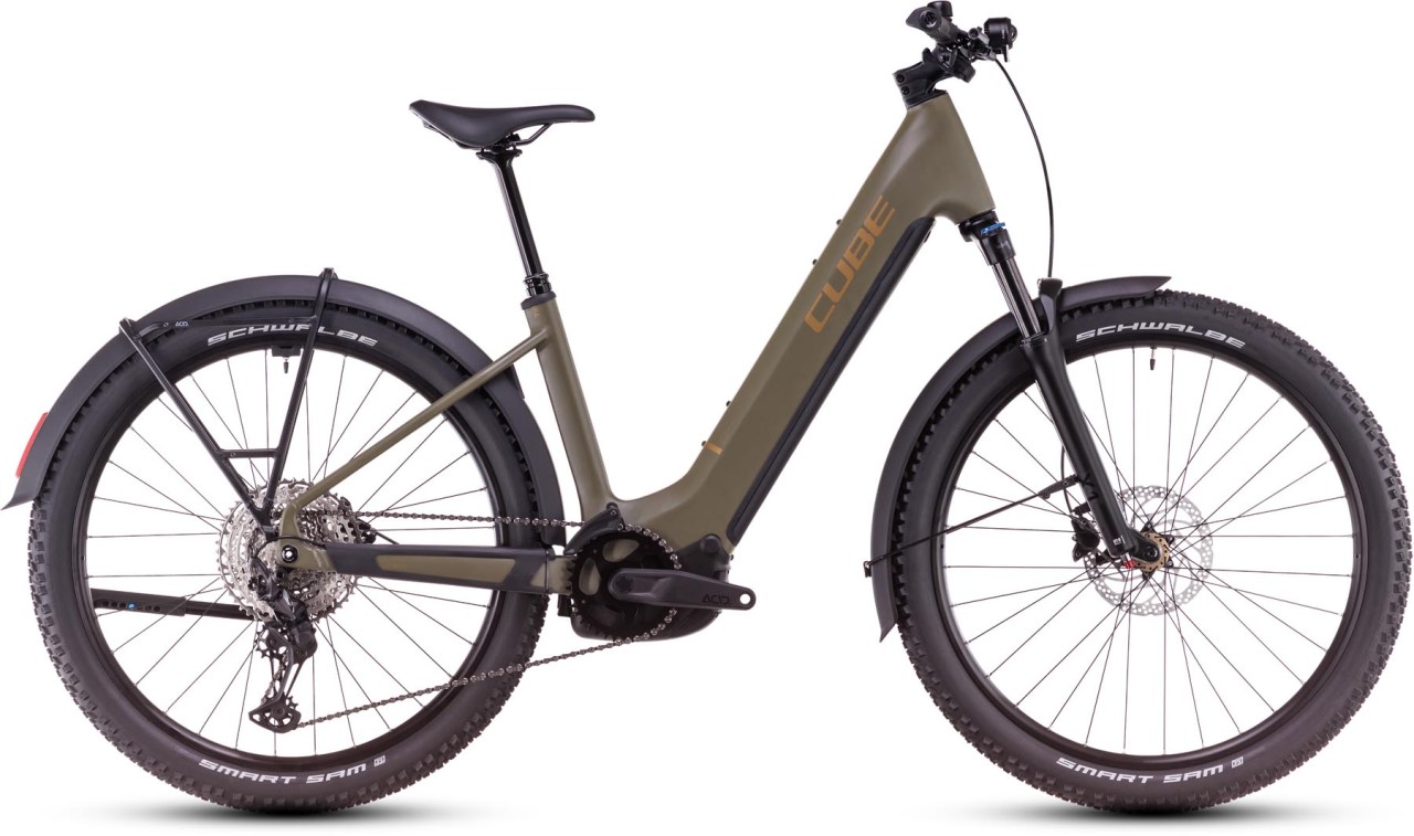 Cube Reaction Hybrid Pro Allroad dustyolive n gold - Sähköpyörä Hardtail Maastopyörä Matala pääsy