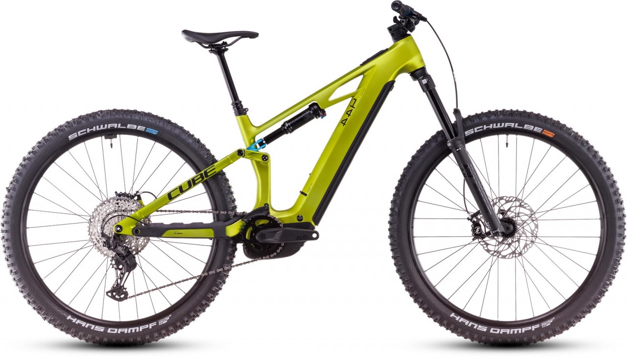 Cube Stereo Hybrid ONE44 HPC Race 800 flashlime n blue 2025 - Sähköpyörä Täysjousitetut Maastopyörä